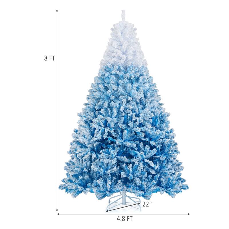 Artificial Flocked Christmas Tree with Metal Stand and Snow-Tipped Branches Ideal Holiday Decoration