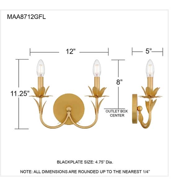 Maria 2-Light Gold Leaf Wall Sconce