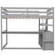 preview thumbnail 17 of 34, Stylish & Simple Full Size Loft Bed with Desk and Shelves, 2 Built-in Drawers, Safety Guaranteed, Multifunctionl Design, Gray