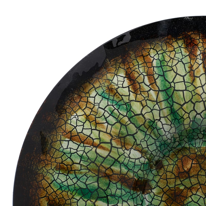 Green Glass Handmade Mosaic Inspired Geometric Charger with Stand