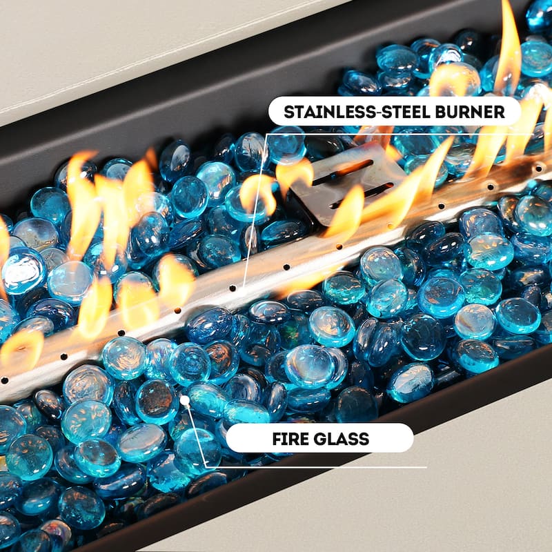 Patio Watcher 56in. Outdoor Rectangle Magnesium Oxide Fire Pit Table with Gas Tank Cover