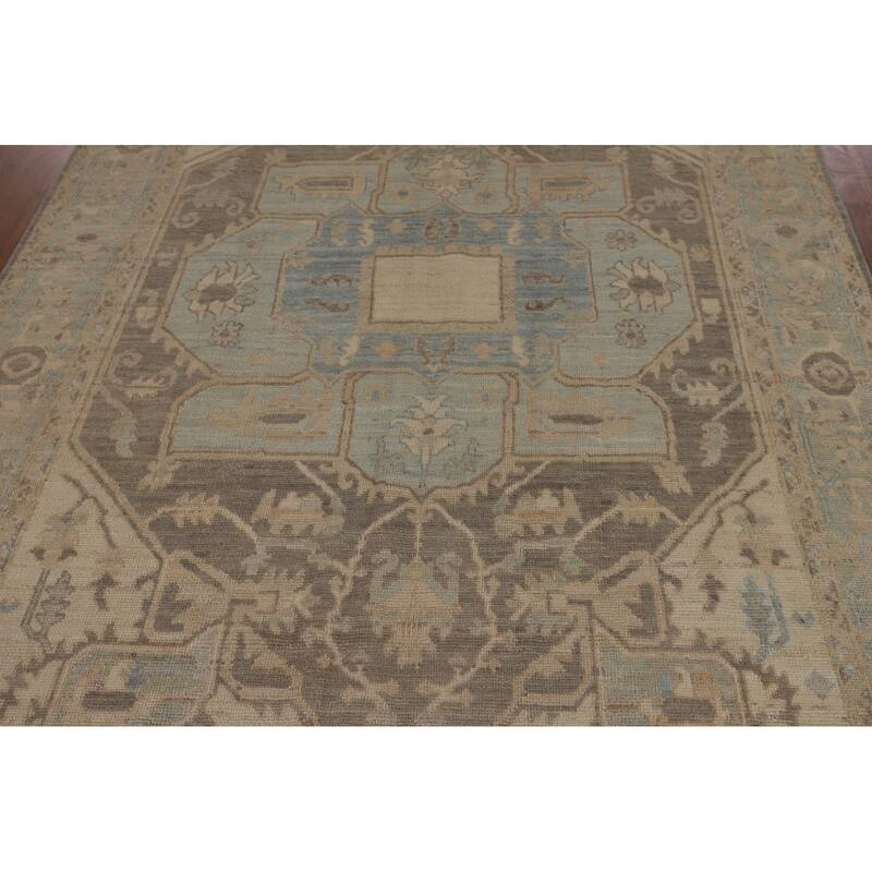 Vegetable Dye Grey Oushak Turkish Area Rug Hand-Knotted Wool Carpet - 6'0"x 8'9"