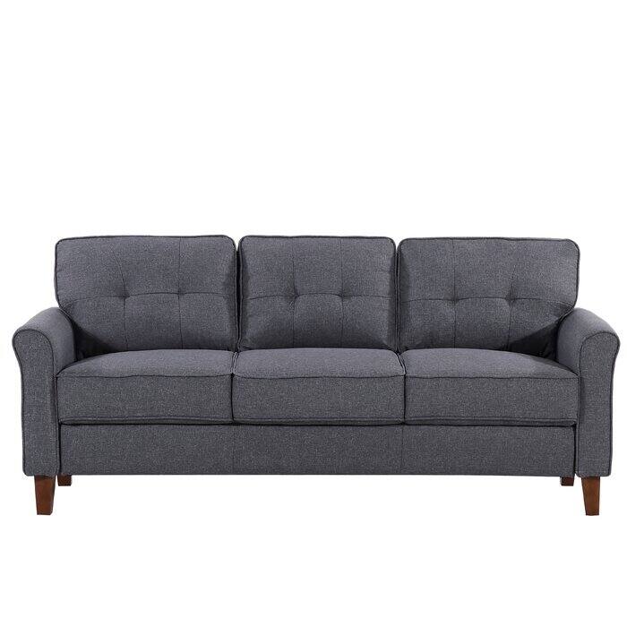 Kouchouk 78.7'' Linen Flared Arm Sofa - Drak Grey