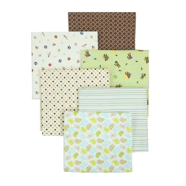 slide 2 of 2, Cozy Line 6-Pack Blue Green Monkey Bird Sports Dot Stripe Unisex Baby Cotton Flannel Receiving Blankets Animals/Sports