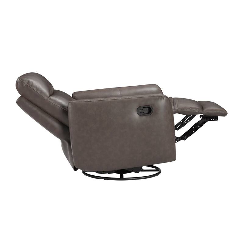 Cillian 35.5" Leather Swivel Glider Recliner - 360-Degree Metal Swivel