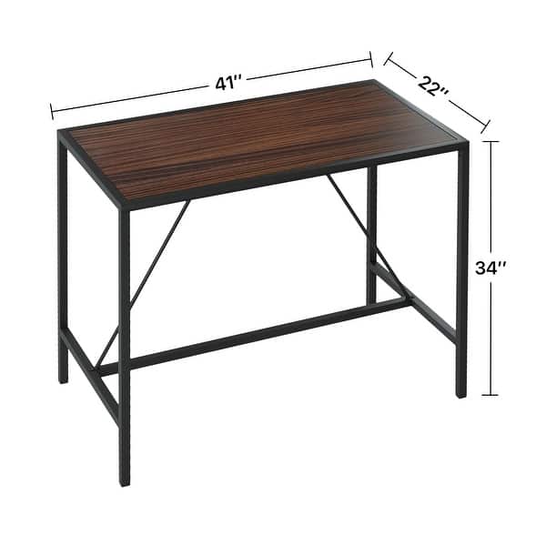 Indoor Walnut Metal Pub Dining Table with Metal Frame - Bed Bath ...