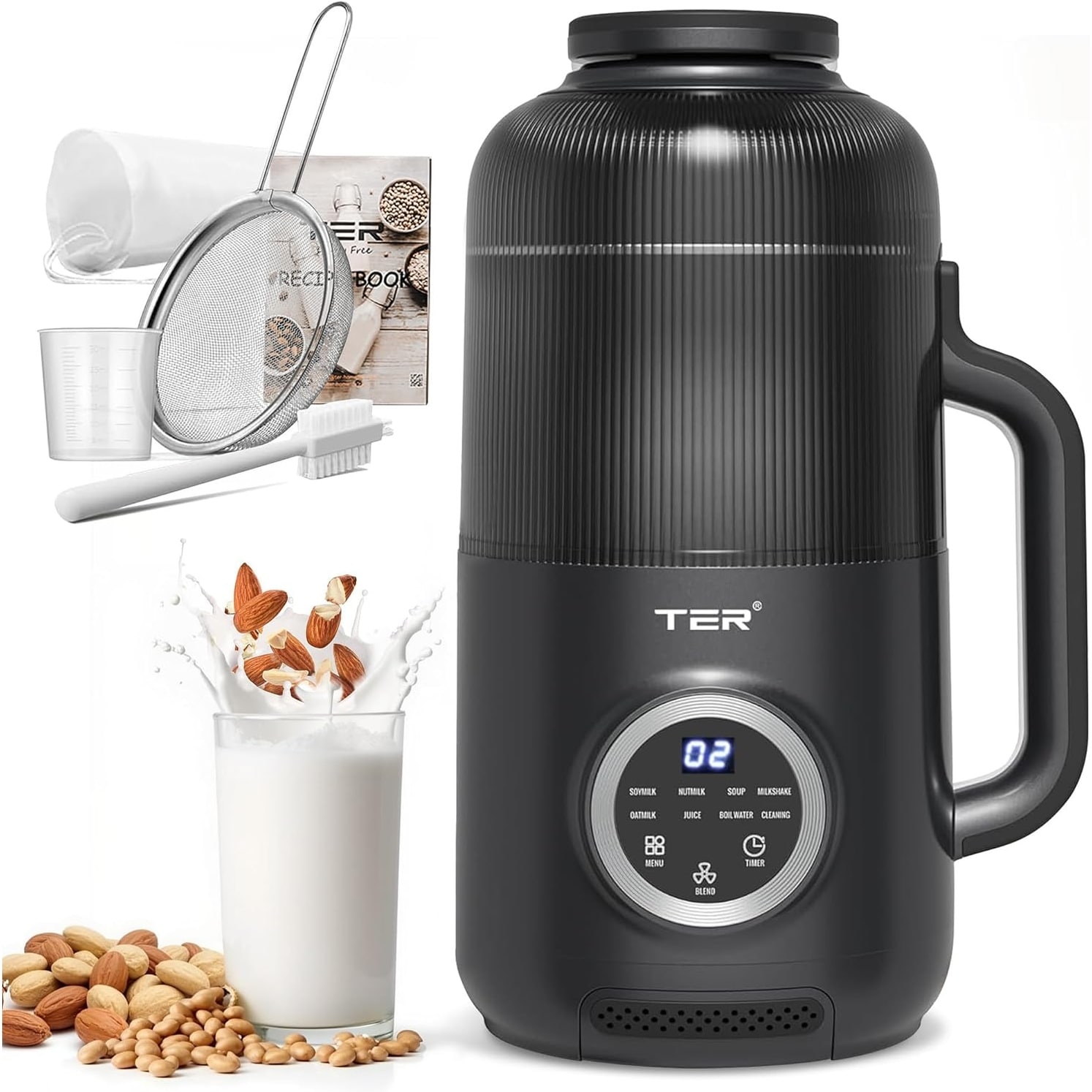 8-in-1 Nut Milk Maker, 40oz Blender Homemade Almond, Oat, Soy, Coconut milk, Juice & Soup, Electric Bean Milk Machine