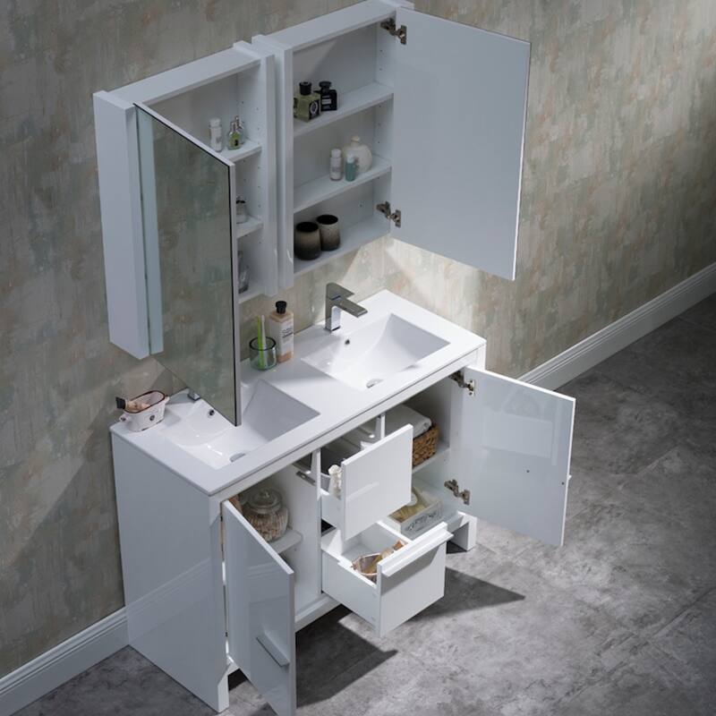 Solid Wood Bathroom Vanity with Mirror Medicine Cabinet