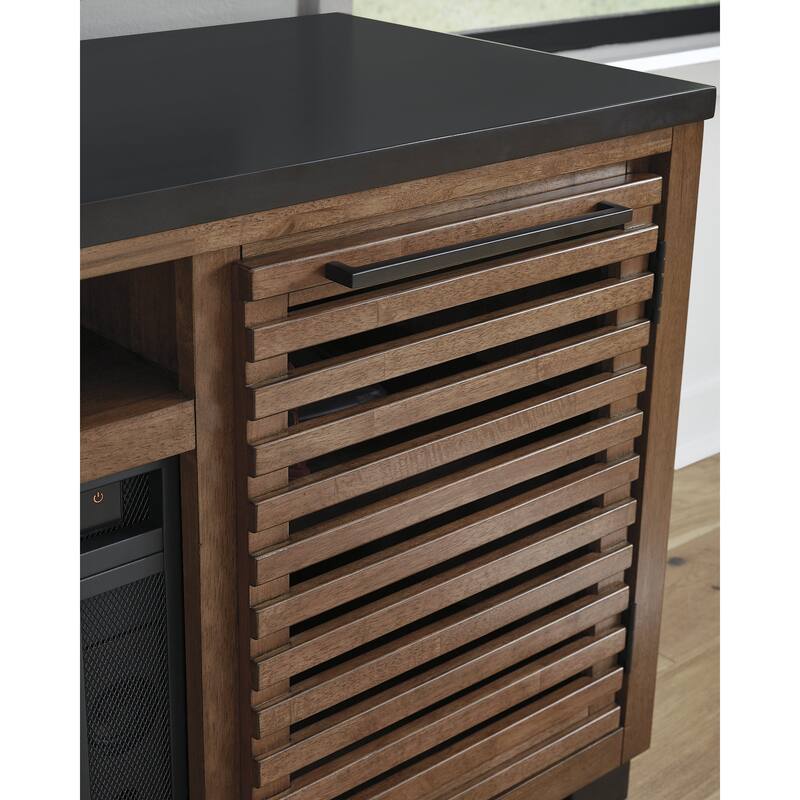 Signature Design by Ashley Kallari Warm Brown/Black 84" TV Stand for TVs up to 96" - 83"W x 20"D x 29"H