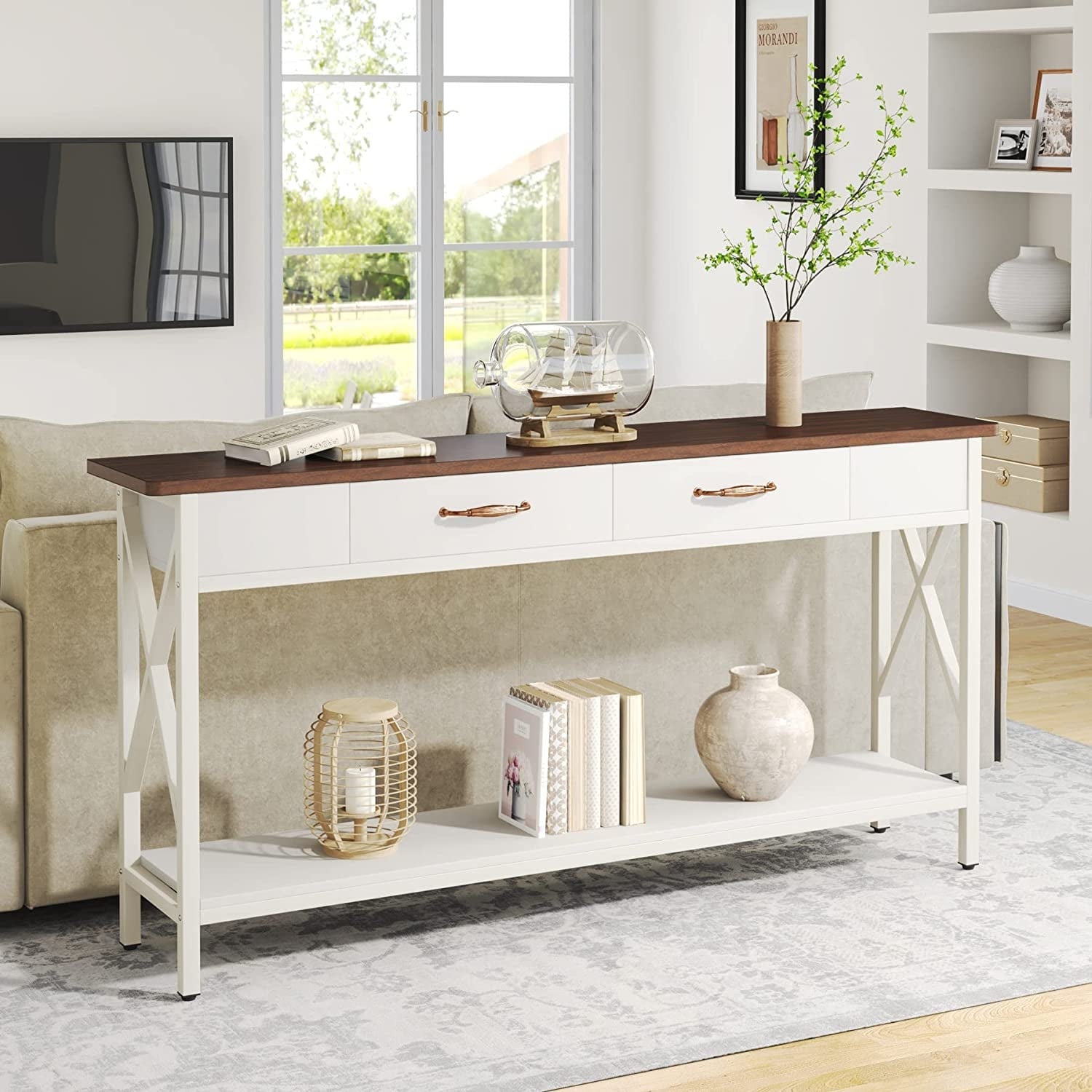 White and brown console on sale table