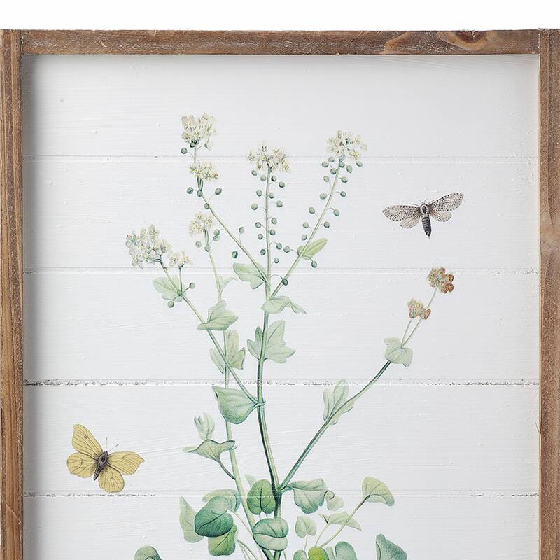 Wood Butterfly And Flower Print 12x14" Set of 4 - 14