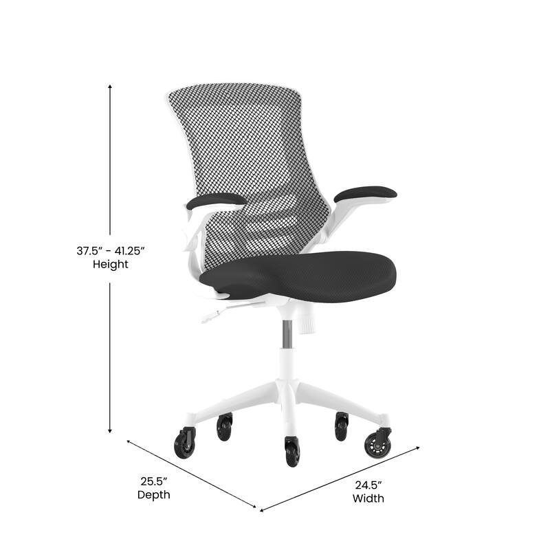 Ergonomic Swivel Task Chair with Roller Wheels & Flip Up Arms