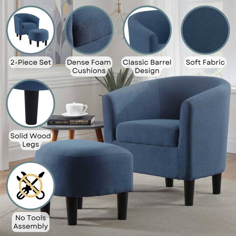 Convenience Concepts Take a Seat Churchill Accent Chair with Ottoman