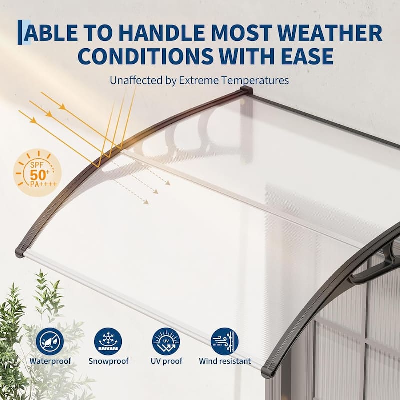 40"x40" Window Awning Canopy Exterior, Polycarbonate Cover, for Door Entrance - N/A