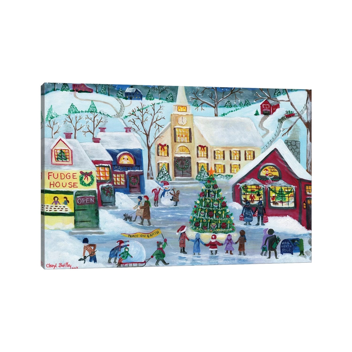 iCanvas "Christmas Holiday Shopping Village" by Cheryl Bartley Canvas Print