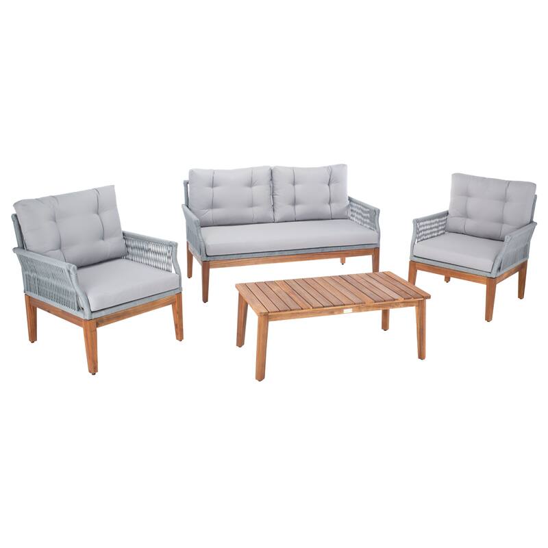 SAFAVIEH Outdoor Living Winslo 4-Piece Patio Set - 57"W x 30"D x 31"H