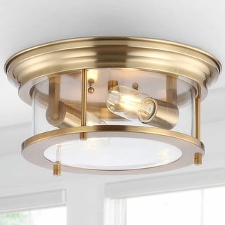 Henry 13.25" Metal/Glass LED Flush Mount, by JONATHAN Y
