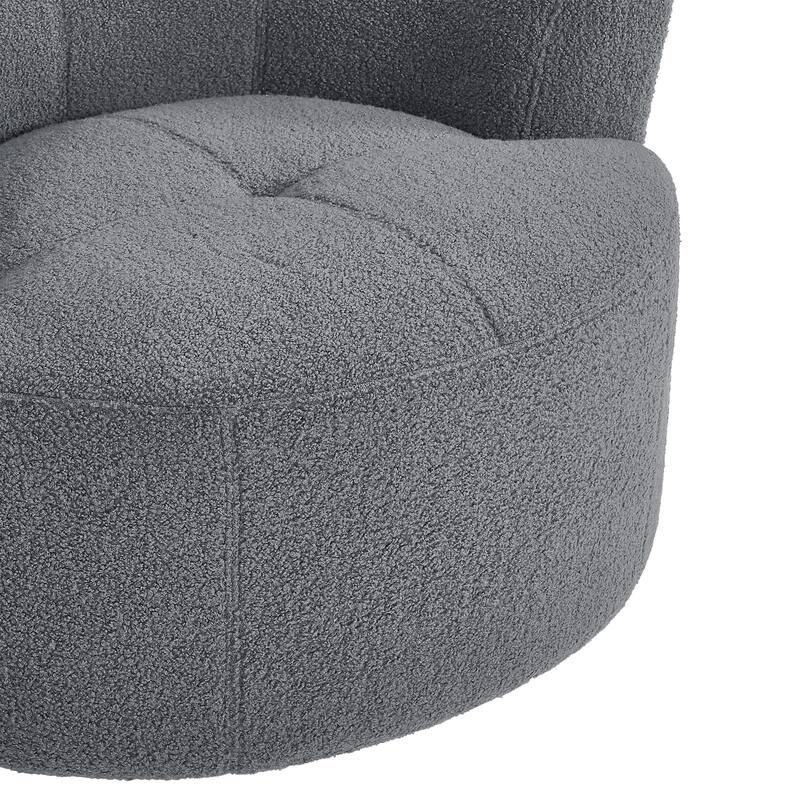 360° Swivel Chair, Upholstered Barrel Chair with Adjustable Headrest Modern Swivel Round Sofa Chair for Living Room