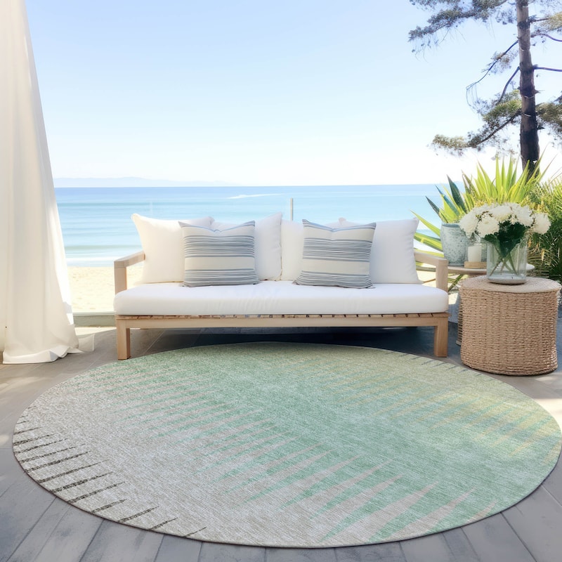 Machine Washable Indoor/ Outdoor Chantille Contemporary Ombre Rug - Aloe - 8' x 8'