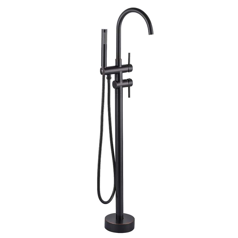WOWOW Double Handle Freestanding Tub Faucet with Handheld Shower