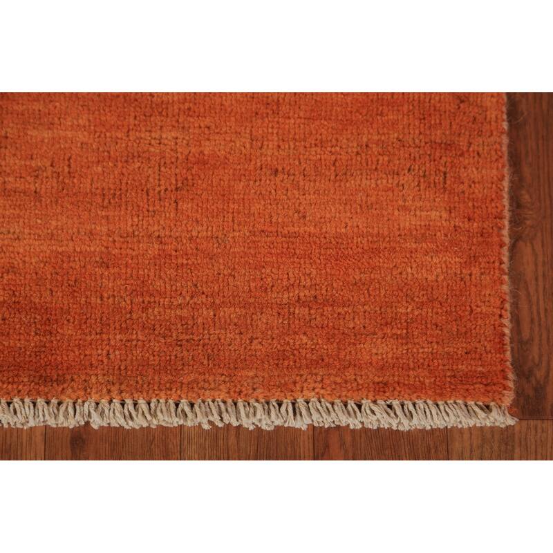 Orange Gabbeh Oriental Rug Hand-Knotted Foyer Wool Carpet - 3'4" x 4'10"