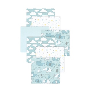 Little Treasure Hudson Baby Boys Cotton Poly Flannel Receiving Blankets Multipack, Mint New Elephant, 30x30 inches