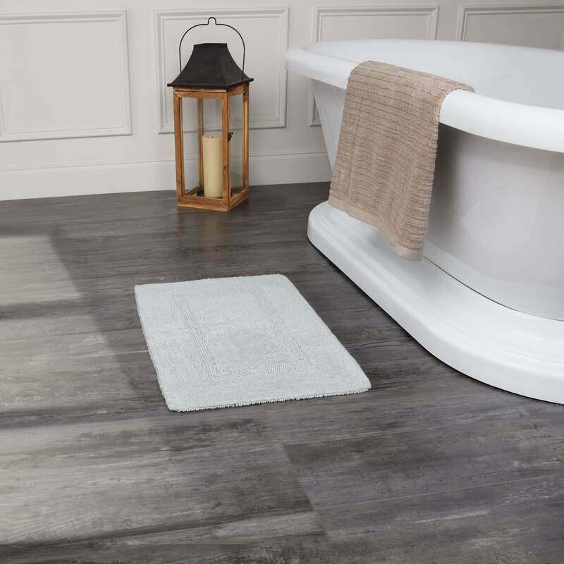 Fabstyles Basix Soft & Absorbent Reversible Cotton Bath Rug - 16 x 24 - Silver
