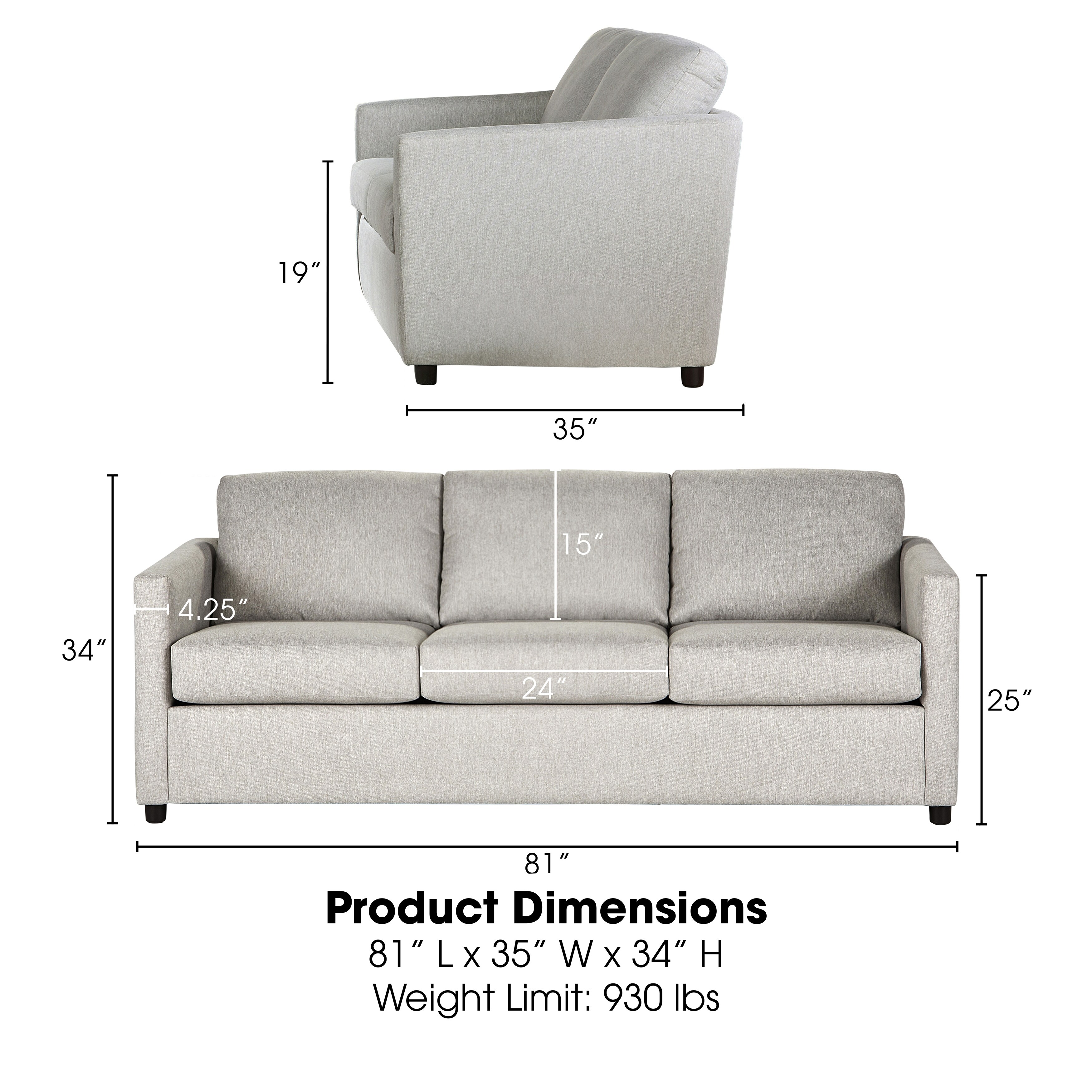 New Classic Furniture Karla Square Arms Sofa, Made in USA - Bed