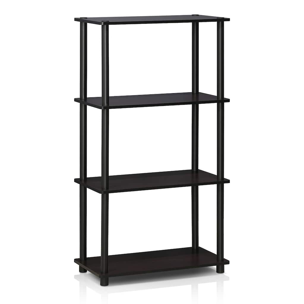 4 Tiers Wood Household Shelving Unit in Dark Walnut (23.6 in. W x 43.25 in. H x 11.6 in. D) - 23.6