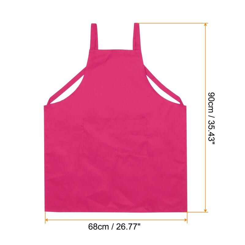 2pcs H Style Apron Kitchen Cooking Aprons Artist Painting Apron - Fuchsia