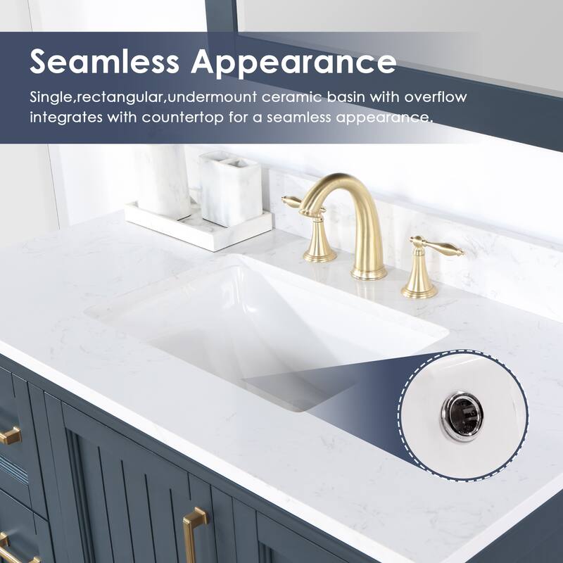 Altair Isla 42" Bathroom Vanity in Classic Blue with Countertop,with 34 "Mirror - 42 in.
