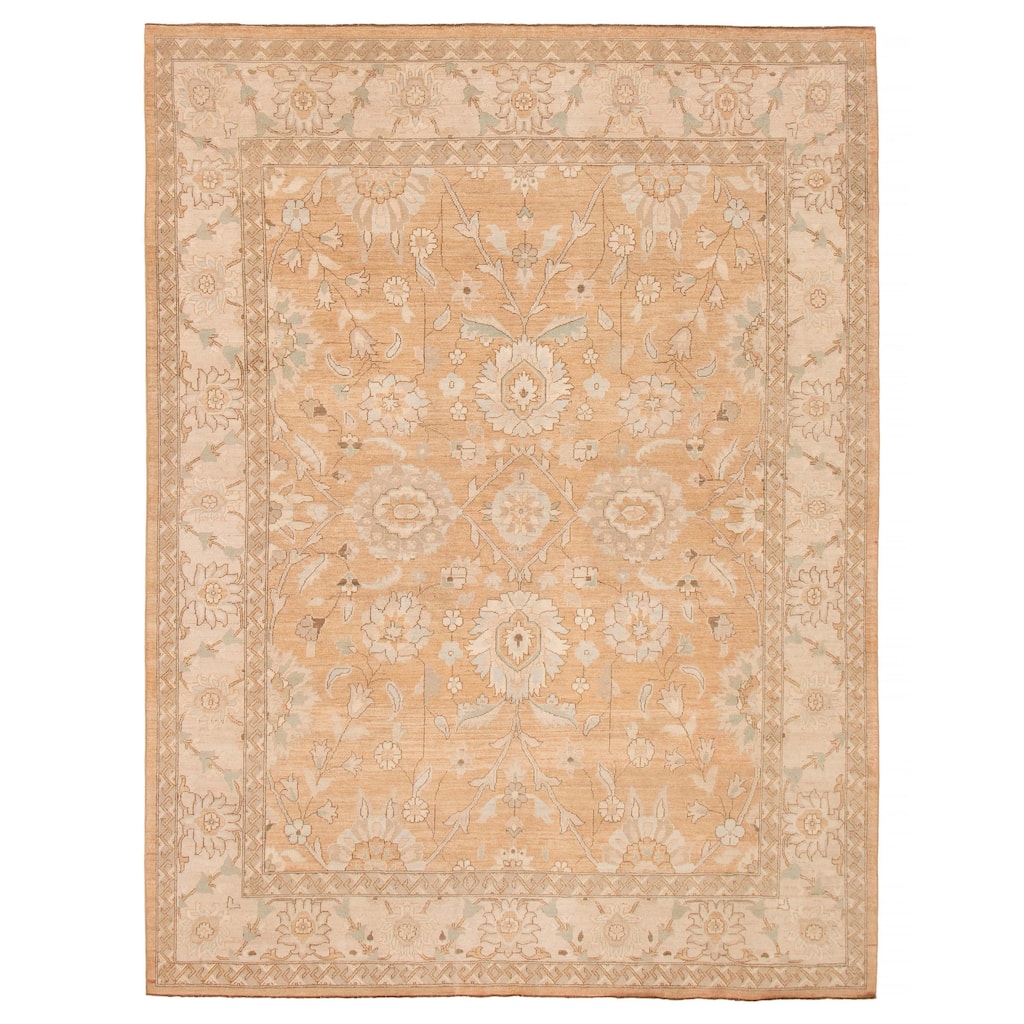 ECARPETGALLERY Hand-knotted Peshawar Oushak Brown Wool Rug - 8'9 x 11'6