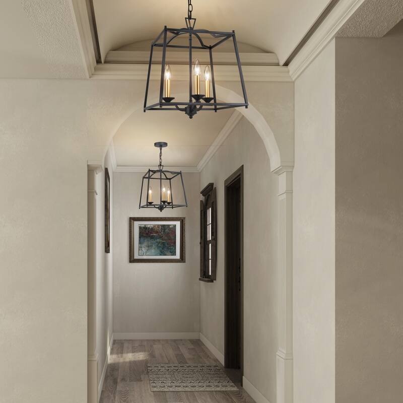 Modern Farmhouse 3-light Lantern Pendant Cage Candle Entryway Foyer Chandelier