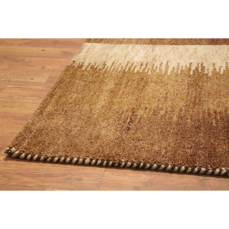 Hand Knotted Oriental 100% Wool Carpet Modern Modern Brown Gabbeh Area Rug - 7' 10'' X 5' 7''