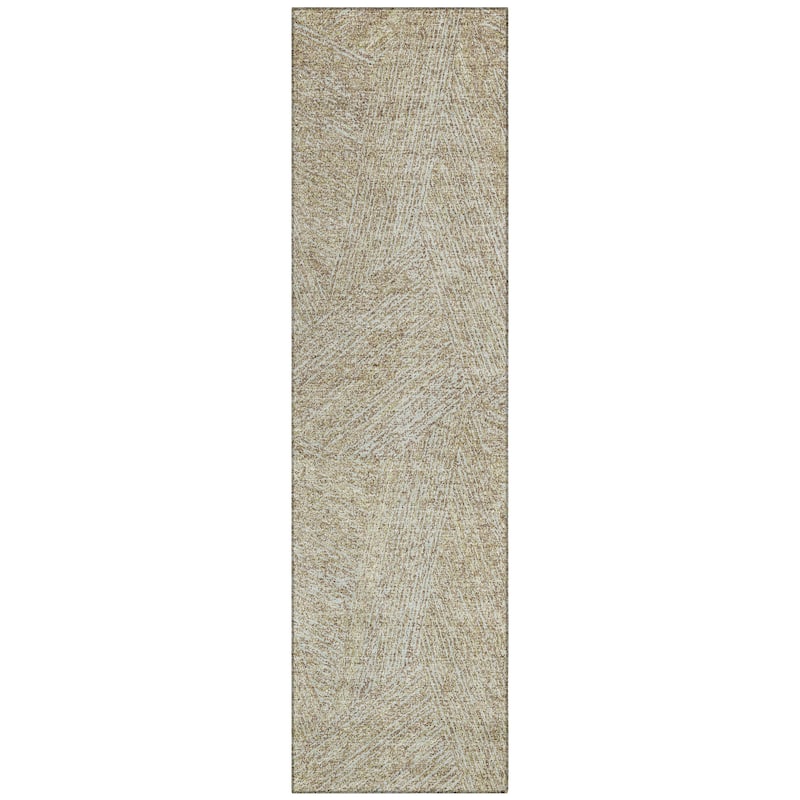 Machine Washable Indoor/ Outdoor Solid Geo Chantille Rug
