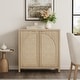 preview thumbnail 6 of 15, Bohemian Arched Rattan Door Sideboard with 2 Adjustable Shelves - 1-Piece
