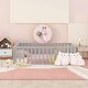 preview thumbnail 10 of 31, Full Size Floor Bed for Children, Sturdy Wood Montessori Bed Frame with Fence & Door