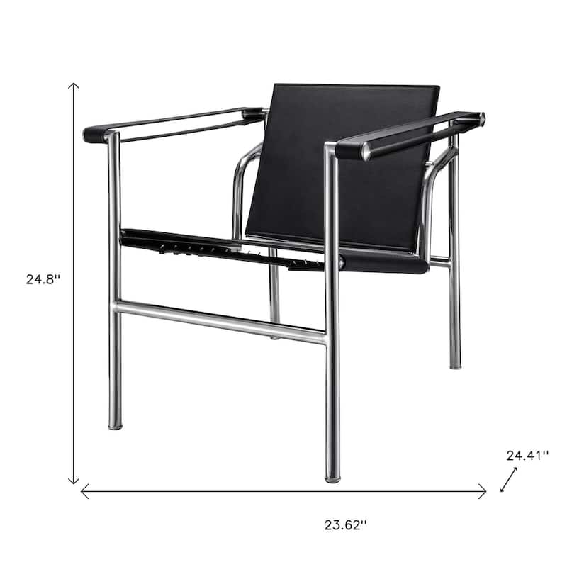 HomeRoots 24" Silver Stainless Steel Arm Chair - 23.62 in. x 24.80 in. x 24.41 in.