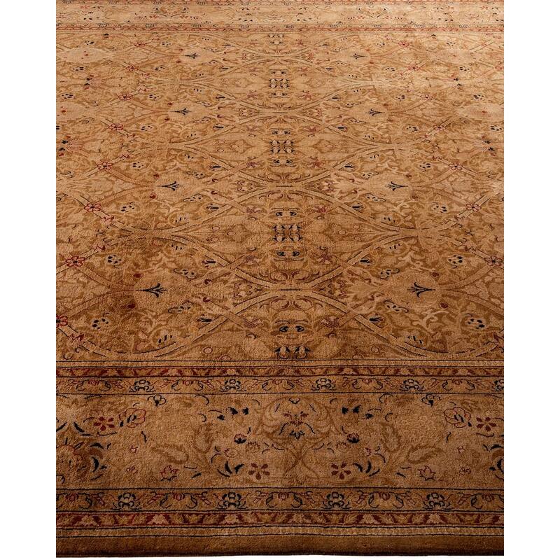 Overton Hand Knotted Wool Vintage Inspired Modern Contemporary Overdyed Brown Area Rug - 8' 2" x 10' 2"