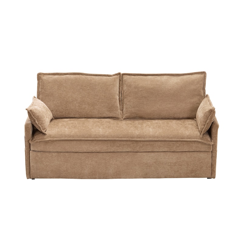 59.5" Upholstered Sofa Bed, Convertible Sleeper Sofa, Pull out Couch with Charging Station & Side Pockets, Loveseat Chair