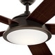 preview thumbnail 3 of 11, Kichler Verdi 56 Inch LED Ceiling Fan Olde Bronze with Dark Walnut and Weathered Medium Oak Blades