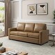 preview thumbnail 4 of 53, Ernando 83.46" Wide Genuine Leather Sofa with Squared Arms and Pillows CAMEL