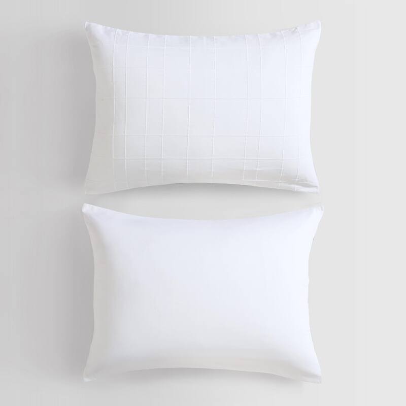 Calvin Klein Puckered Grid White Duvet Cover Set