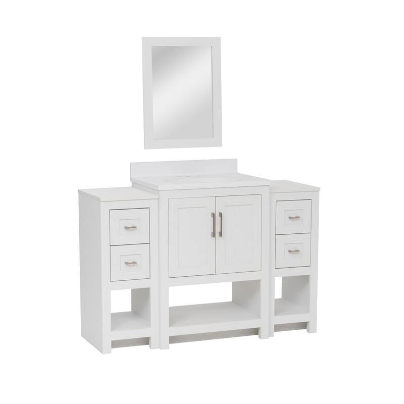 Linon Blakely Vanity with Mirror and Dual 12-inch Side Cabinets