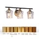 preview thumbnail 8 of 36, Modern Black Gold Bathroom Vanity Light Hammered Glass Wall Sconces Lamps with 1/2/3/4 Lights