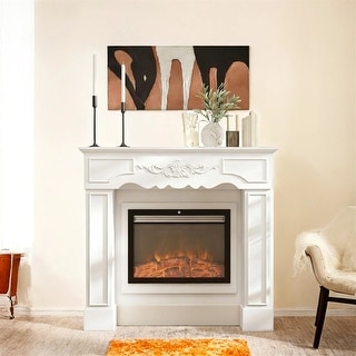 Fireplace Mantel, Freestanding Fireplace Surround with Leg for Electric Fireplaces