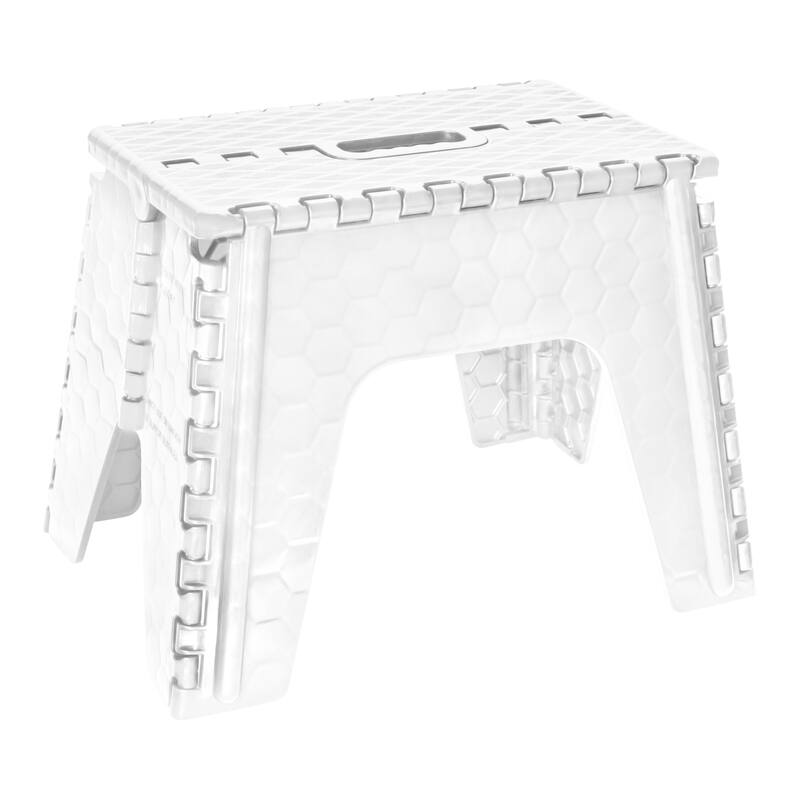 Simplify 12" Folding Step Stool in Black - White - 13.75"x 9"x 12"