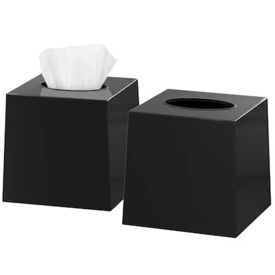 DWËLLZA HOME Black Tissue Box Cover Square Set of 2
