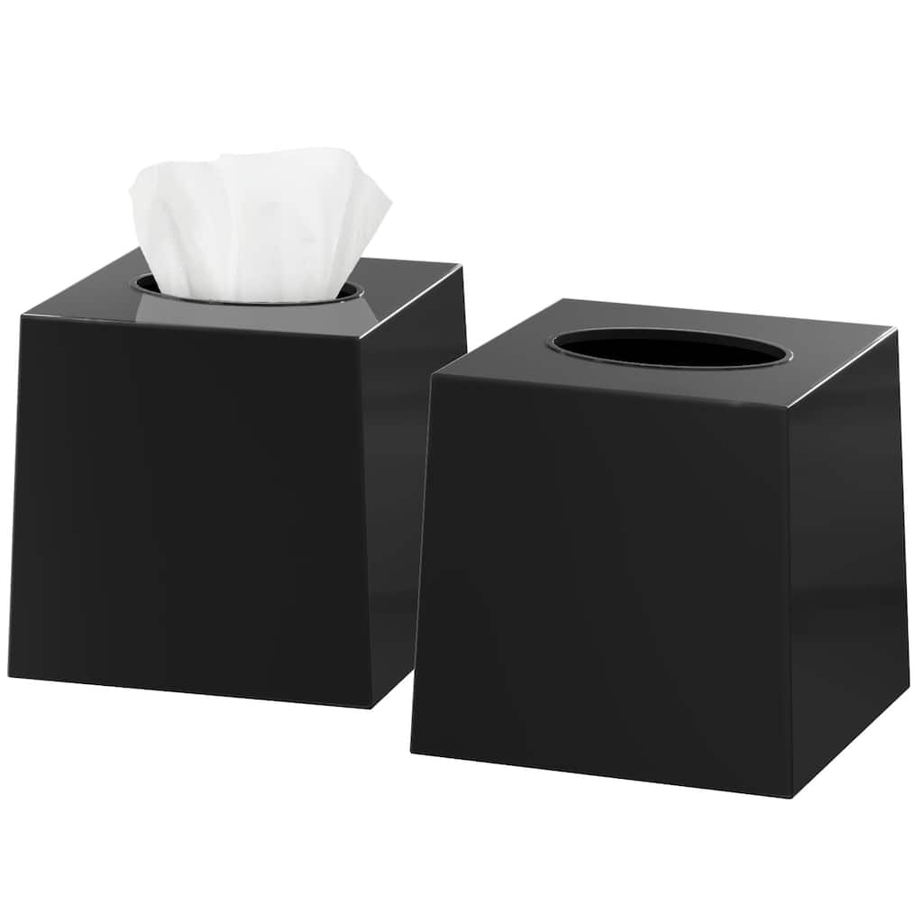 DWËLLZA HOME Black Tissue Box Cover Square Set of 2