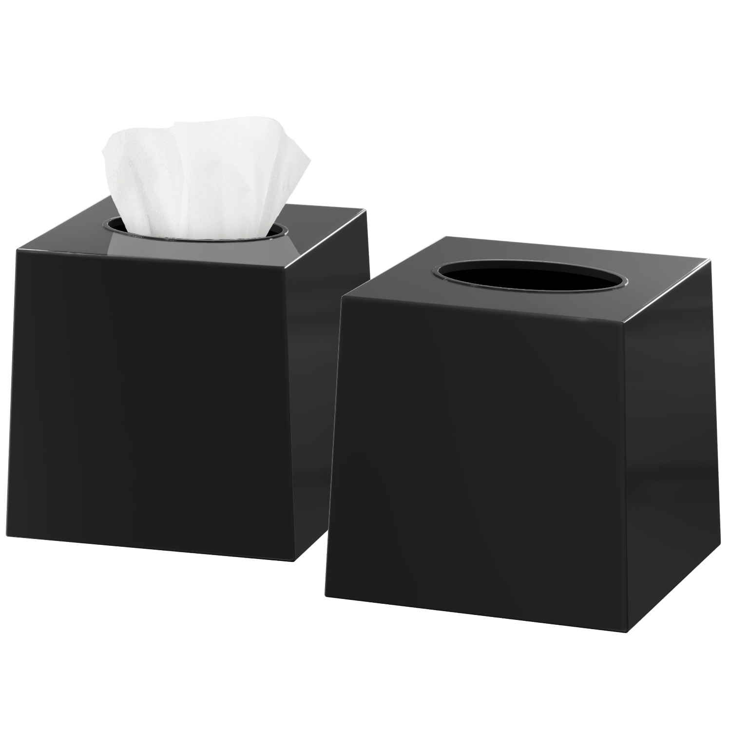 DWËLLZA HOME Black Tissue Box Cover Square Set of 2